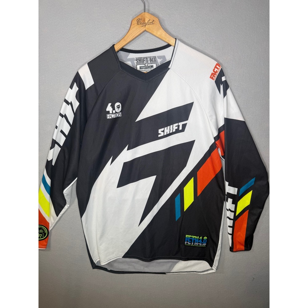 Shift MX Ride Club Faction 4.0 Motocross Jersey Mens Medium Black White Orange